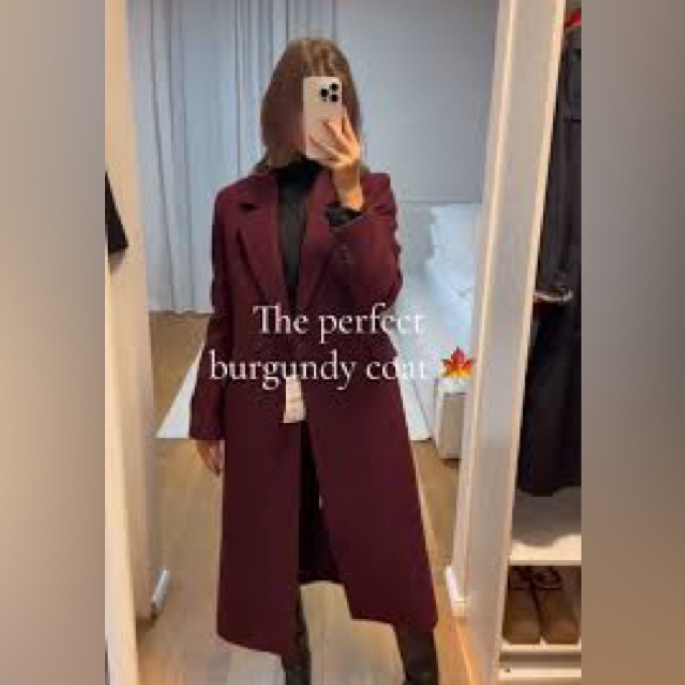VIRAL BURGUNDY MANTECO WOOL COAT BY ZW COLLECTION NWT